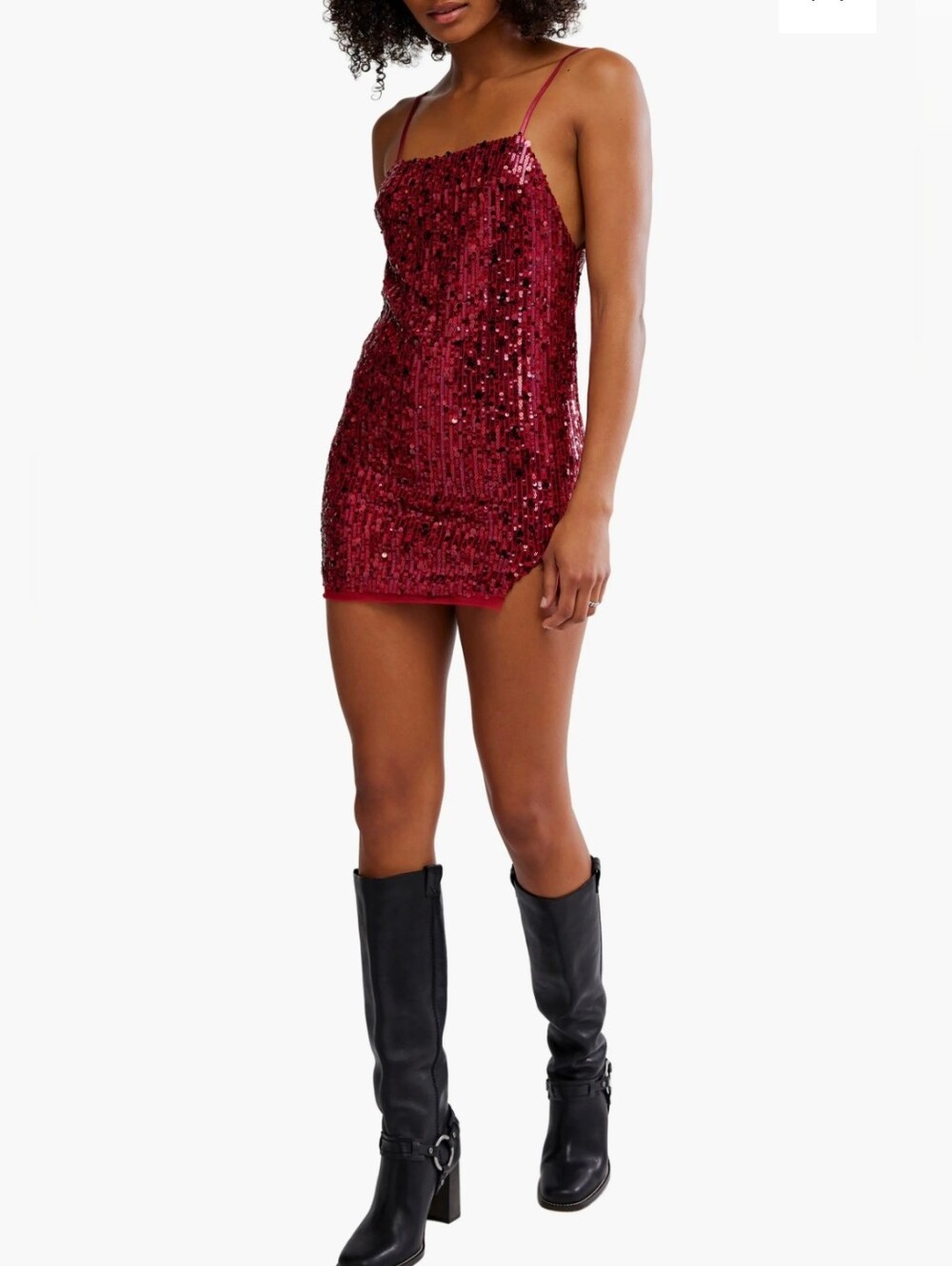 Free People Midnight Kiss Mini Sequin Slip Dress in Cherry Combo